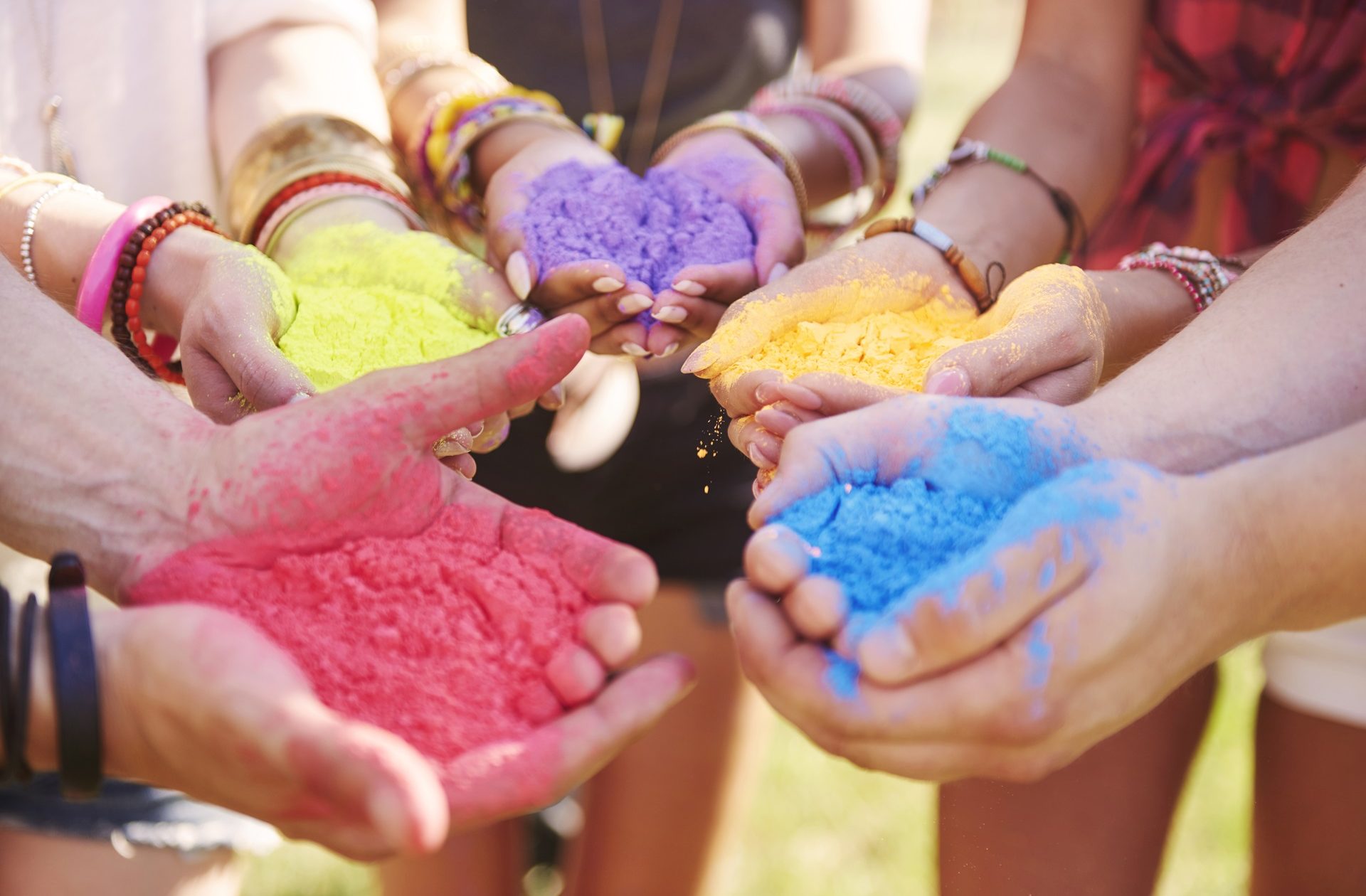 Music festival with colour powders